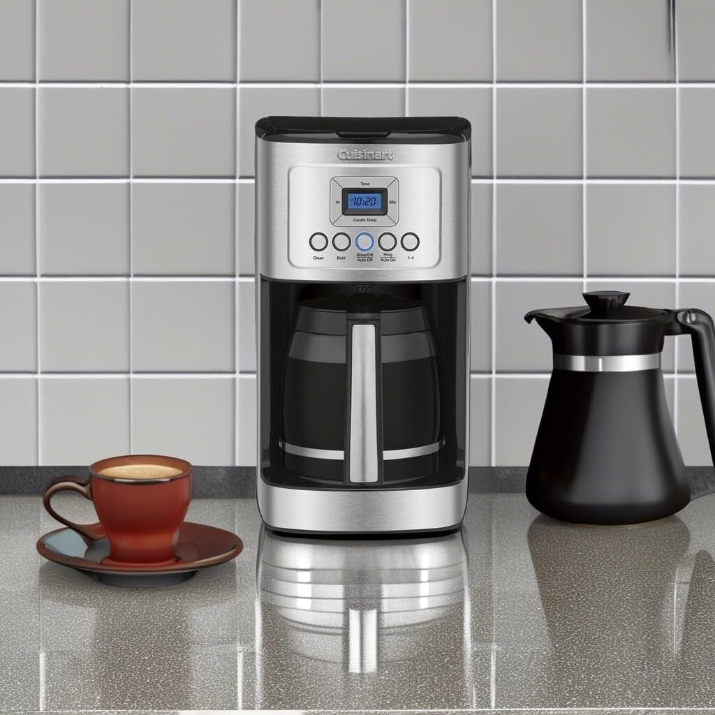 14-Cup Stainless Steel Coffee Maker, Glass Carafe, Fully Automatic, Brew Strength Control