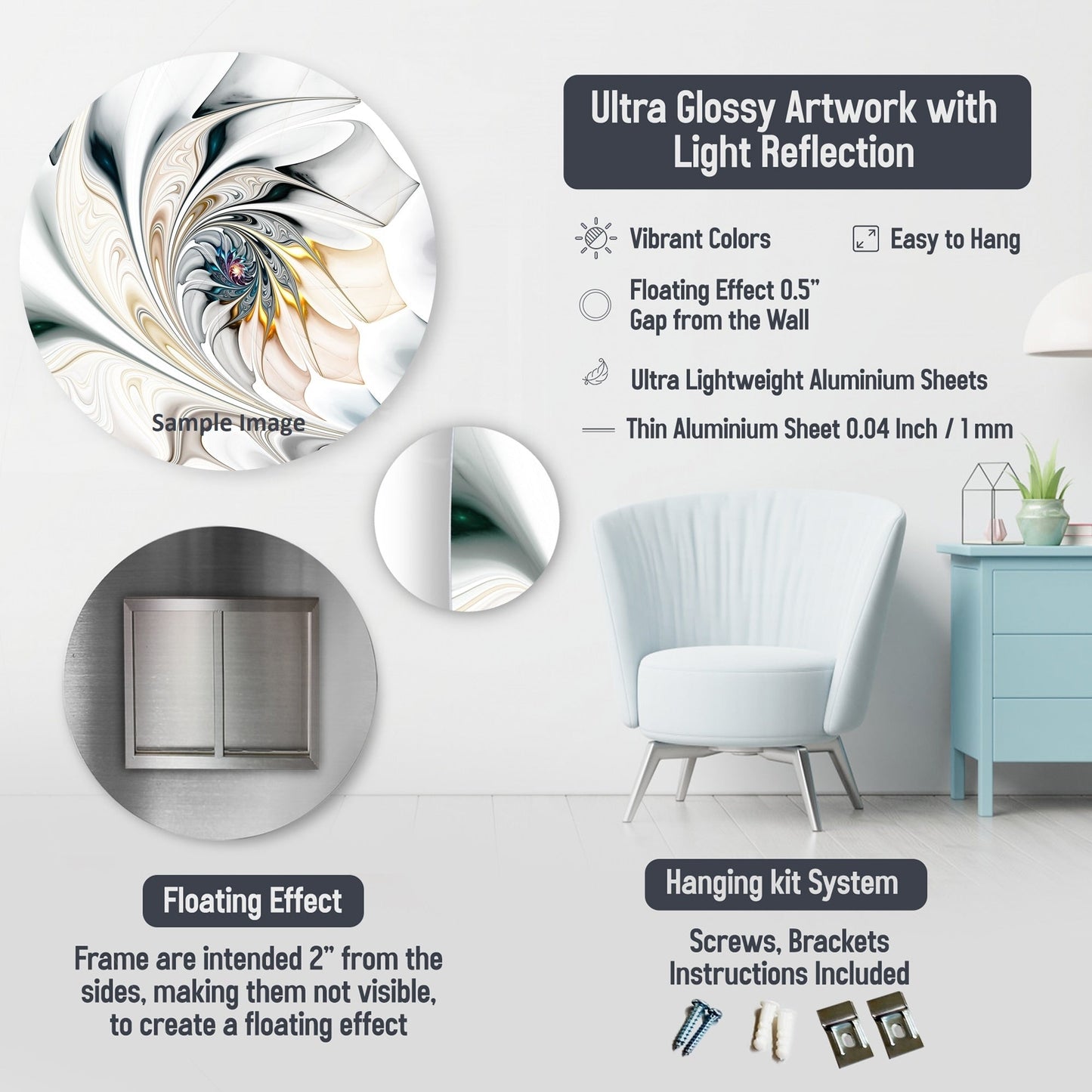 Designart White And Grey Geometric Depths I Modern Geometric Metal Wall Art