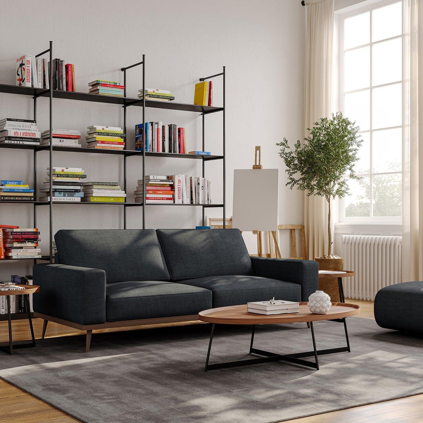 Aiden 3 Seater Sofa Dark Blue Gray