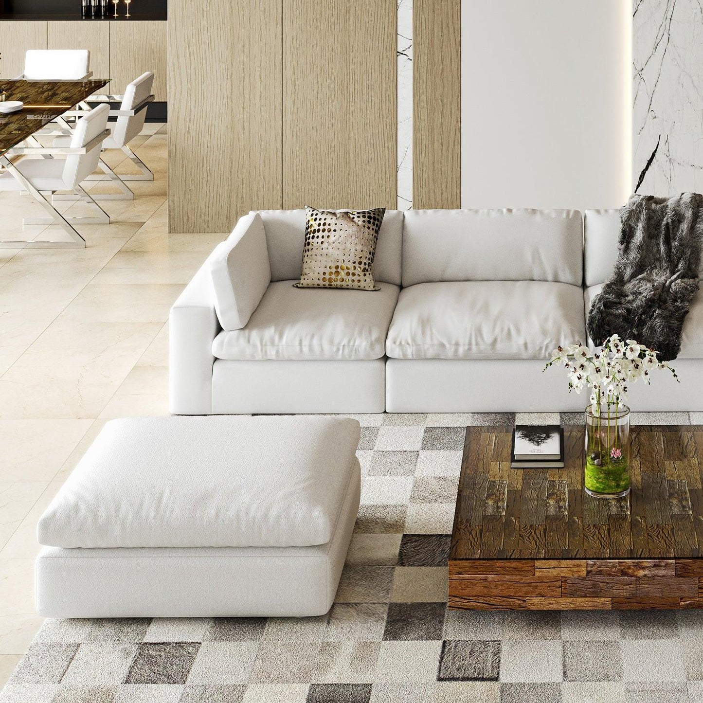 Bloom Ottoman White