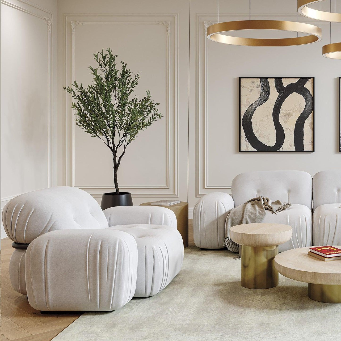 Rune Lounge Chair Off White Velvet