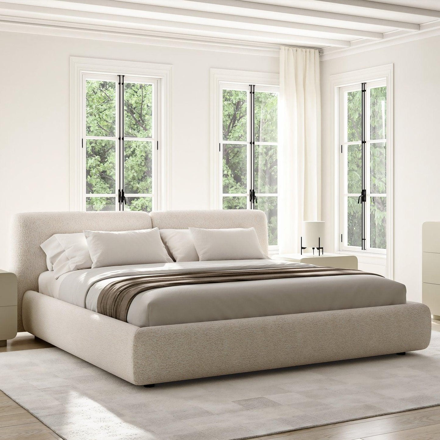 Gabriele Bed White Boucle