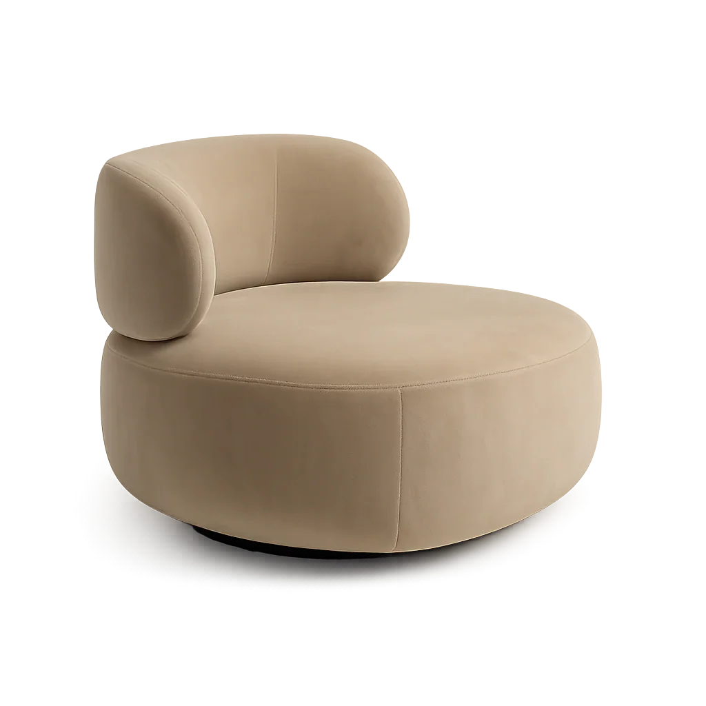 Lilo Swivel Lounge Chair Beige Velvet