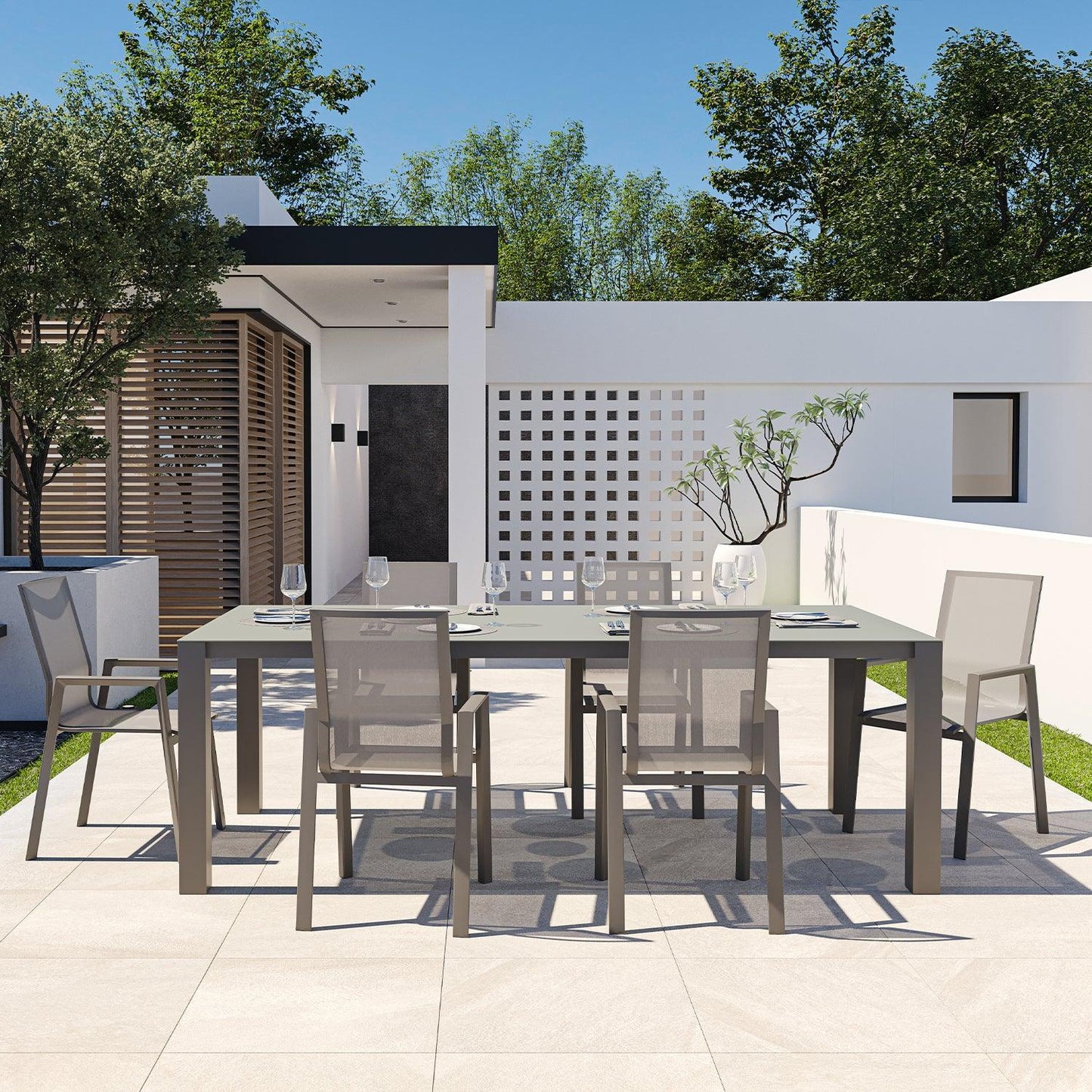 Malta Outdoor Dining Set Gray
