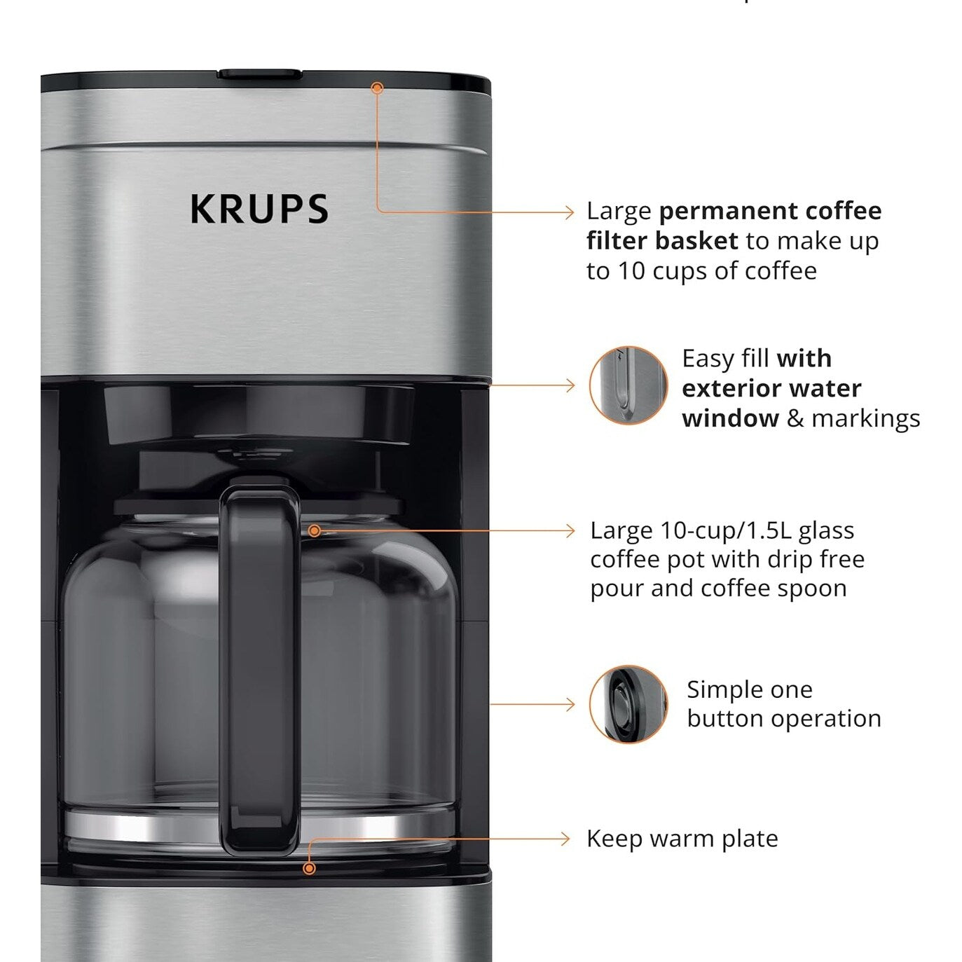 10-Cup Drip Coffee Maker, Digital Display, Stainless Steel Finish, Programmable Timer, Auto Shutoff