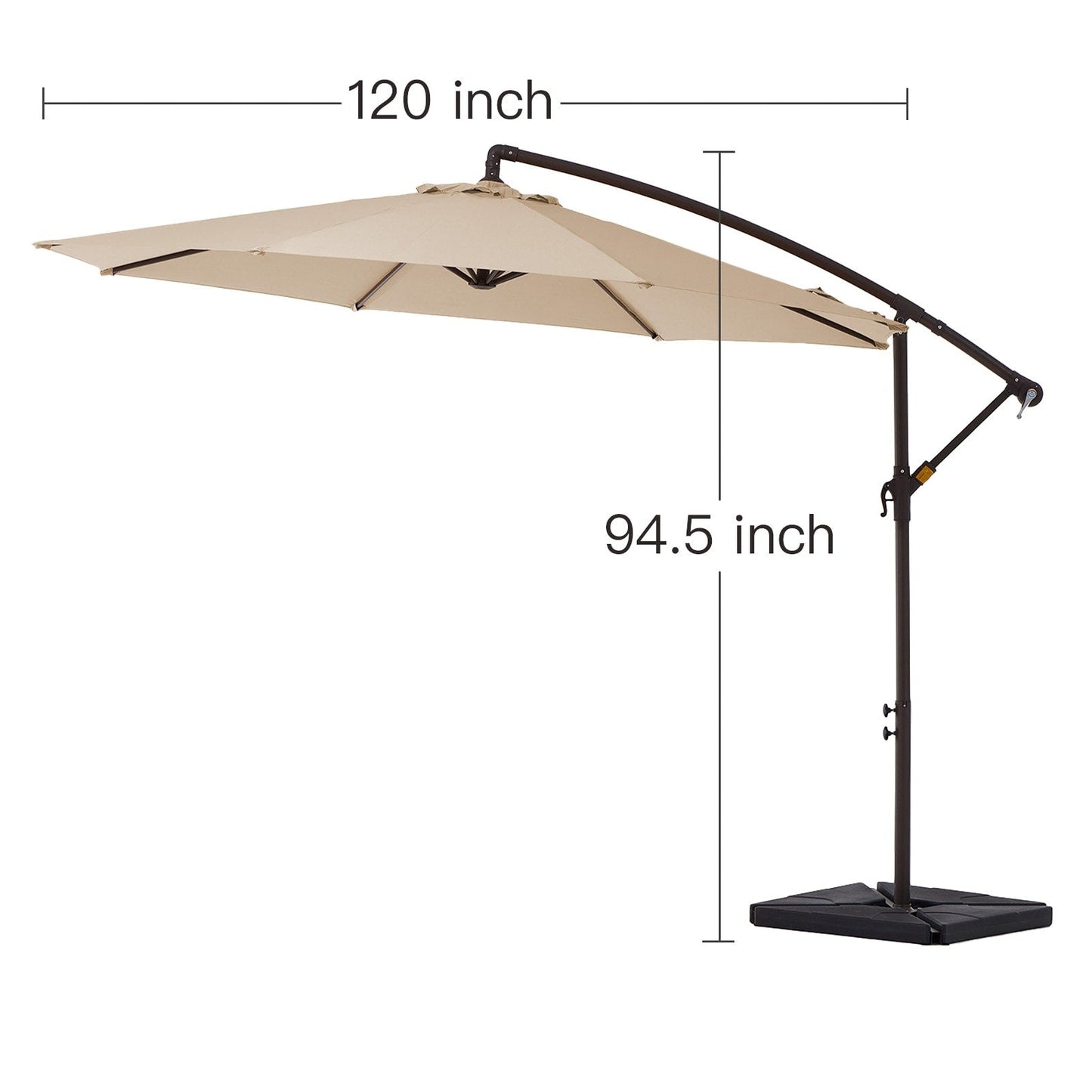 10 ft Steel Crank-lift Cantilever Umbrella With Weighted Base