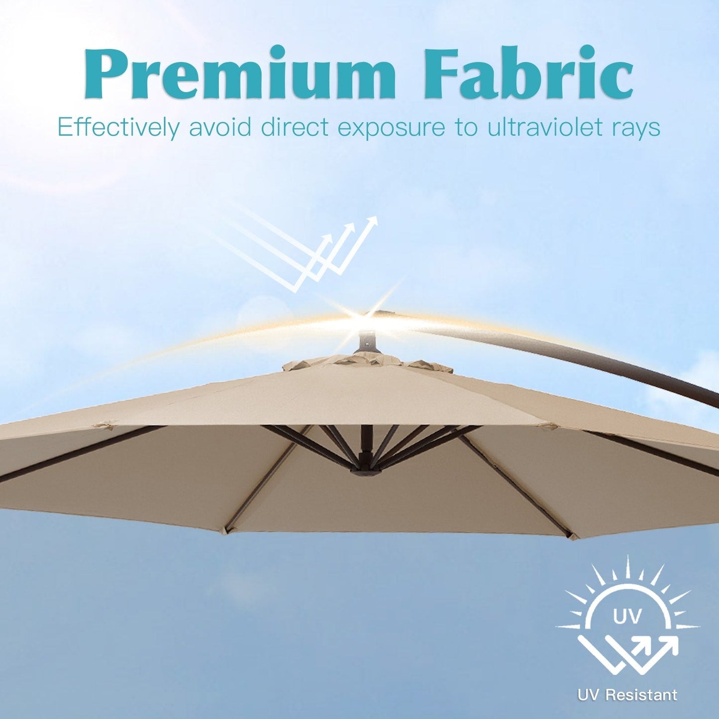 10 ft Steel Crank-lift Cantilever Umbrella With Weighted Base