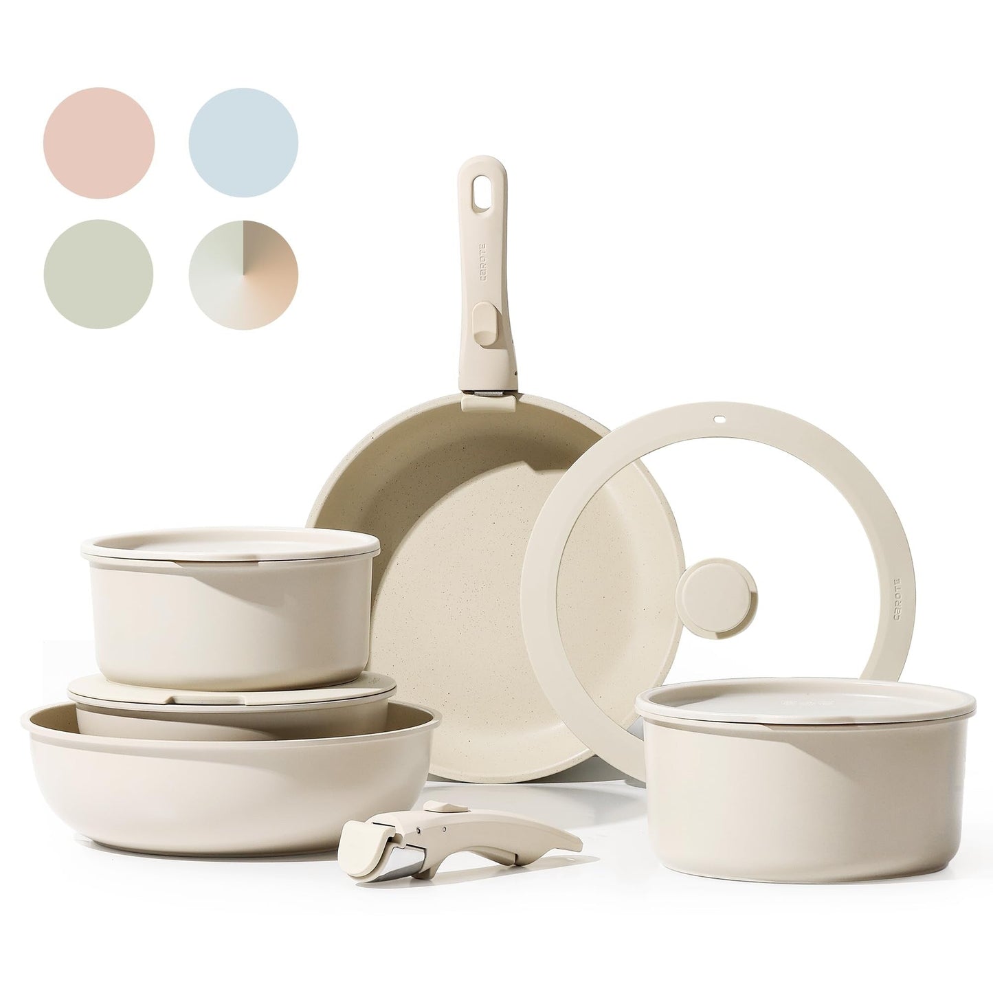 11pcs Pots and Pans Set, Nonstick Cookware Set Detachable Handle,Induction Kitchen Cookware Sets Non Stick with Removable Handle