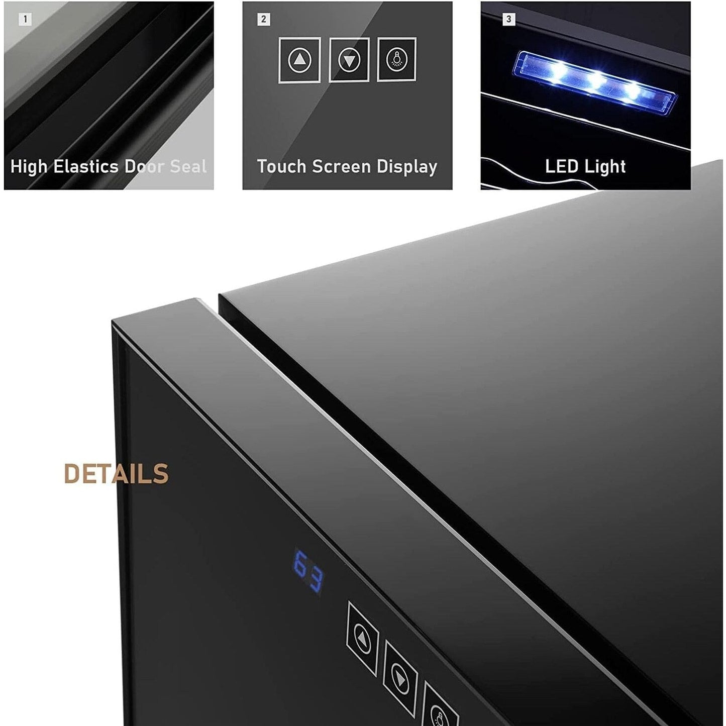 12- Bottle Wine Cooler Refrigerator,Mini Wine Cellars(54-66°F),Countertop Wine Cooler with Digital Temperature Control