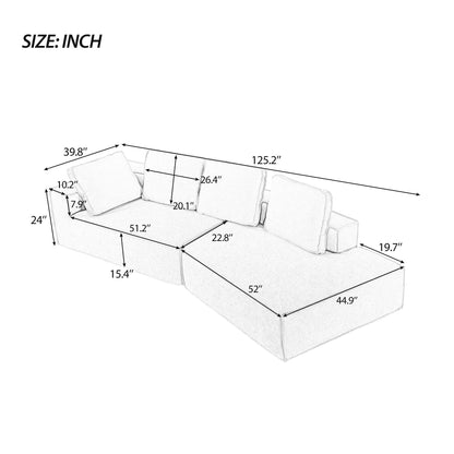 125 Stylish Chaise Lounge Modern Indoor Lounge Sofa Sleeper Sofa with Clean Lines for Living Room, Beige