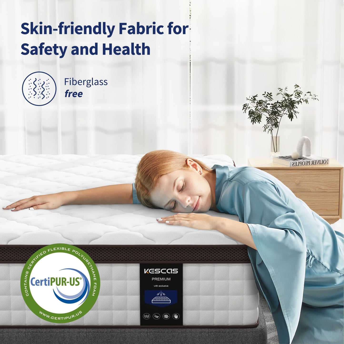 14 Hybrid Mattress - Bamboo Charcoal Gel Memory Foam & 7-Zone Pocket Coil Support, Medium Firm, 100-Night Trial