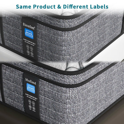 Modland 14 Inch Medium Hybrid Mattress, Euro Top - Fire-Safe CertiPUR-US Foams for Back Pain Relief, Twin/Full/Queen/King