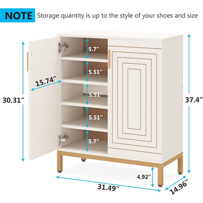 20 Pairs Modern Shoe Storage Cabinet with Doors, 6-Tier Freestanding Entryway Shoe Organizer Rack
