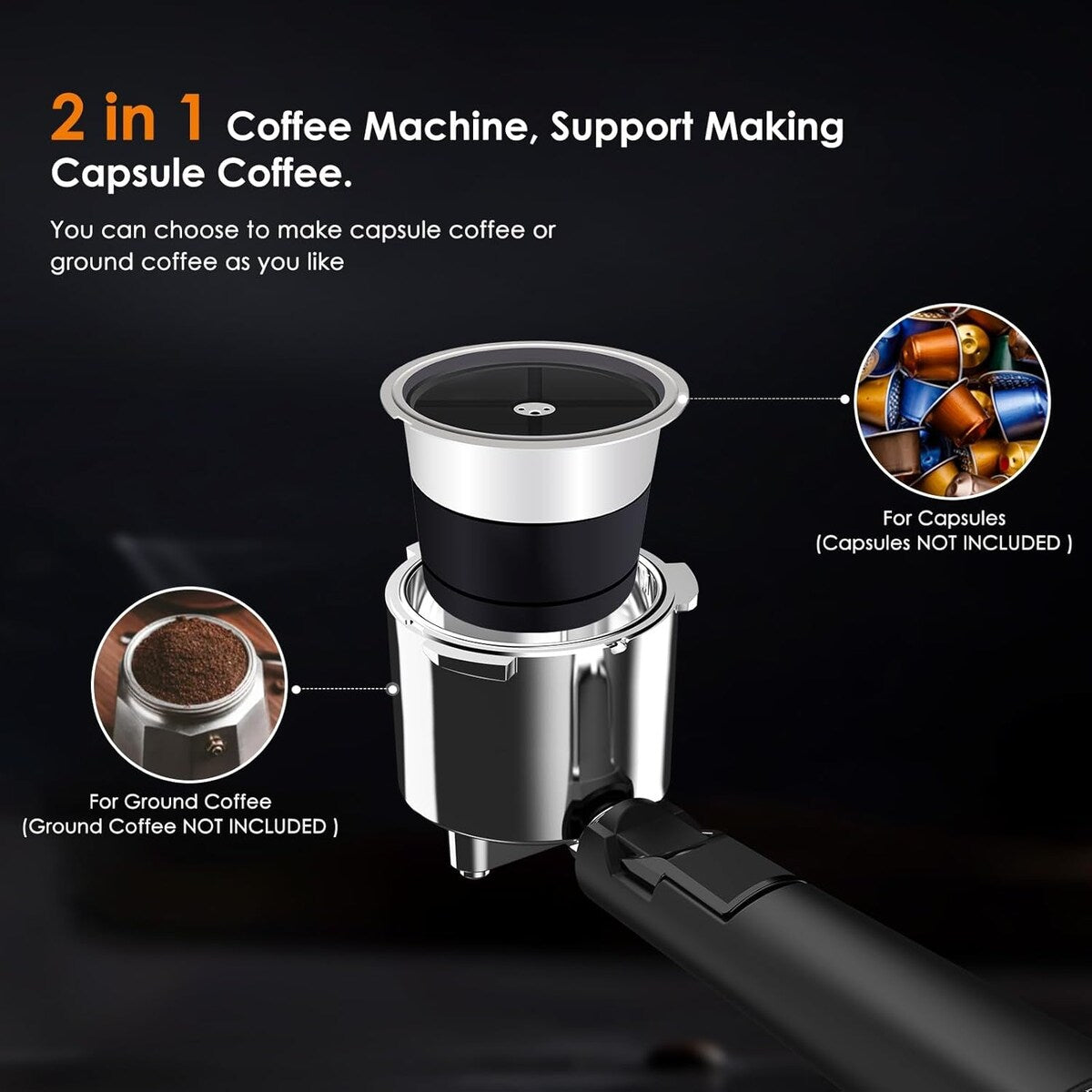20 Bar Espresso Maker with Milk Frother Steam Wand, Cappuccino and Latte Machine for Household, Coffee Lovers Gift