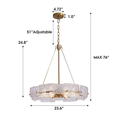 23.6 in. Modern Gold Crystal Chandelier 6-Light Glam Drum Pendant Light for Kitchen Island Dining Room