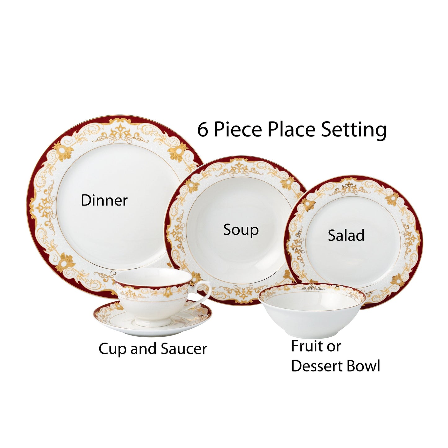 24 Piece Dinnerware Set-Bone China, Service for 4 by Lorren Home Trends