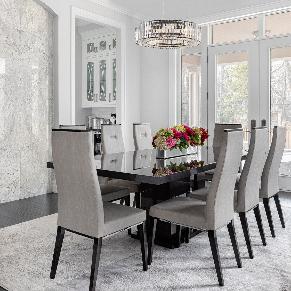 24.8 in. 8-Light Farmhouse Chandelier, Crystal Chandelier, Drum Chandelier for Dining Room Living Room Bedroom Kitchen