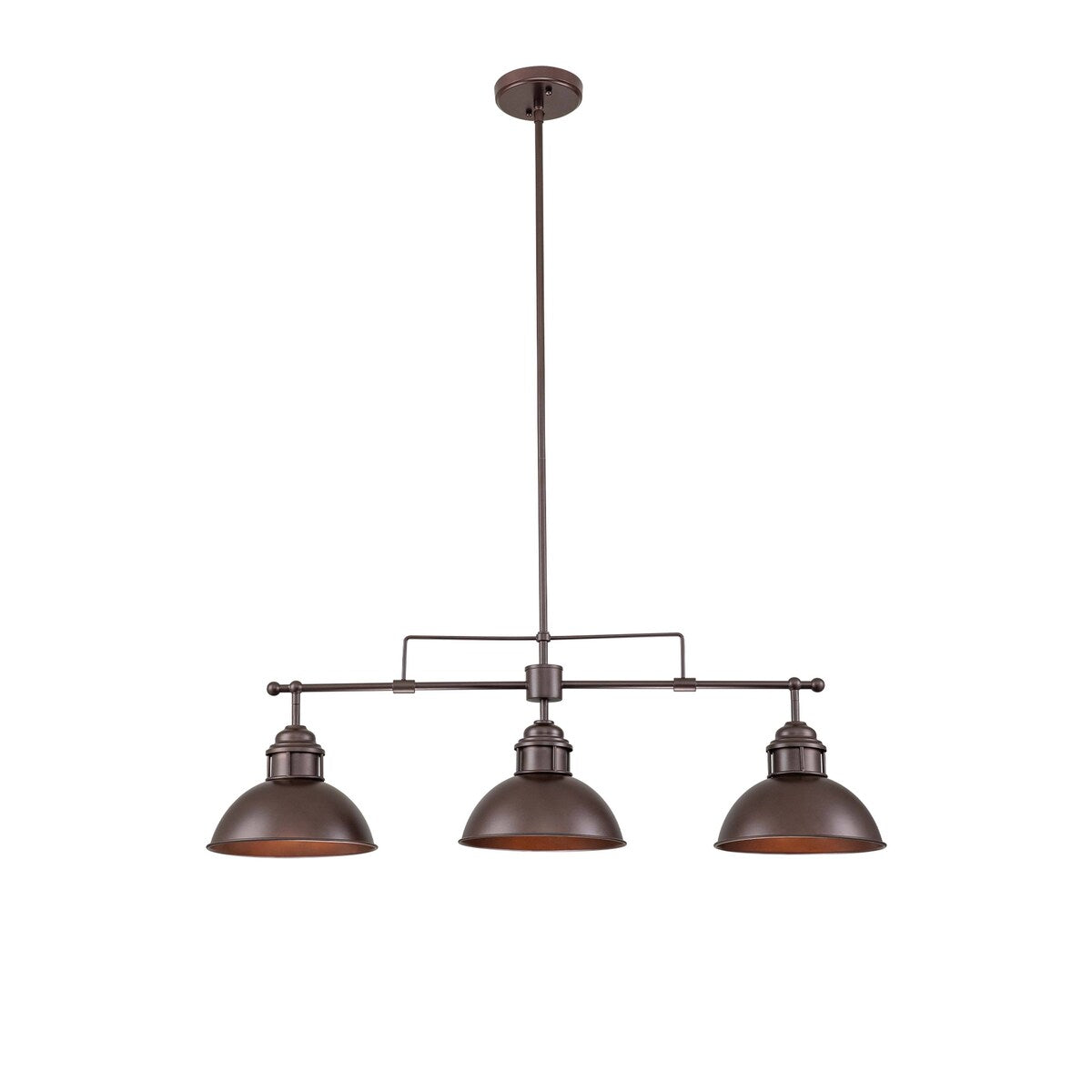 3-Light Industrial Farmhouse Dome Pendant Metal Linear Kitchen Island Pendant Light Oil Rubbed Bronze Finish