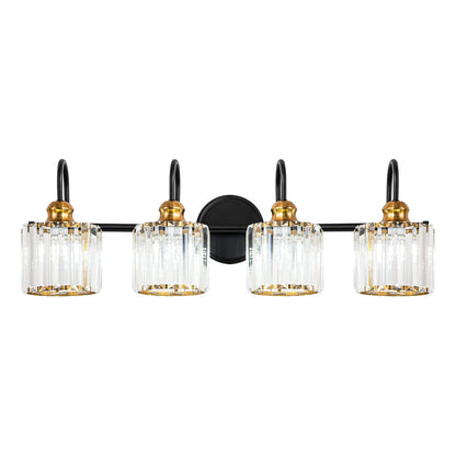 3/4-Light Modern Glam Linear Dimmable Crystal Bathroom Vanity Lights Over Mirror