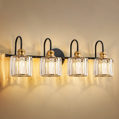 3/4-Light Modern Glam Linear Dimmable Crystal Bathroom Vanity Lights Over Mirror