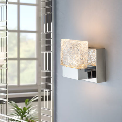 C Cattleya Stainless Steel 3000K Integrated LED Vanity Light with Art Glass Shades - Chrome