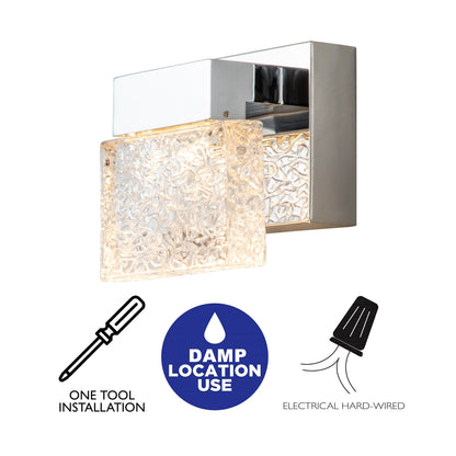 C Cattleya Stainless Steel 3000K Integrated LED Vanity Light with Art Glass Shades - Chrome