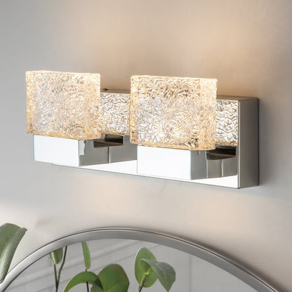 C Cattleya Stainless Steel 3000K Integrated LED Vanity Light with Art Glass Shades - Chrome