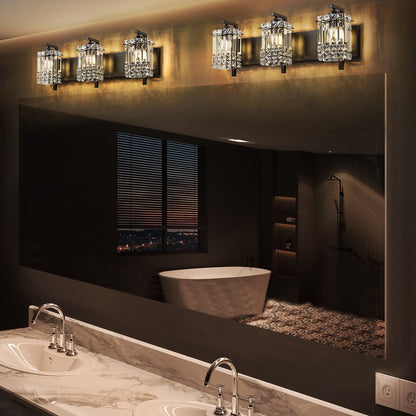 3-Light Modern Glam Bathroom Vanity Lights Crystal Wall Sconce Light for Mirror