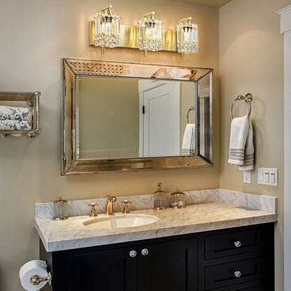 3-Light Modern Glam Bathroom Vanity Lights Crystal Wall Sconce Light for Mirror