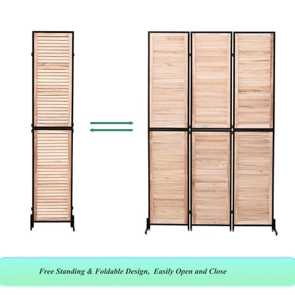 3 Panel Room Dividers and Folding Privacy Screen Natural Wooden Room Partitions 6ft Wall Divider for Room Separation