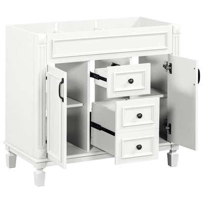 36'' Modern Bathroom Vanity with Top Sink and Mirror Cabinet,2 Doors and 2 Drawers