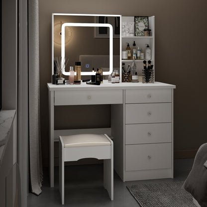 39.4'' W Dresser Makeup Vanity Set with Stool and Mirror Room