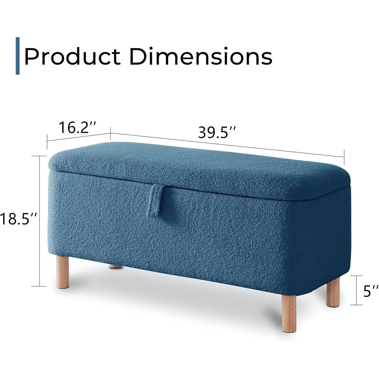 39.5 Off White Boucle Storage Ottoman Bench Sherpa Storage Bench Ottoman Foot Rest End of Bed for Living Room Bedroom,Wood Leg