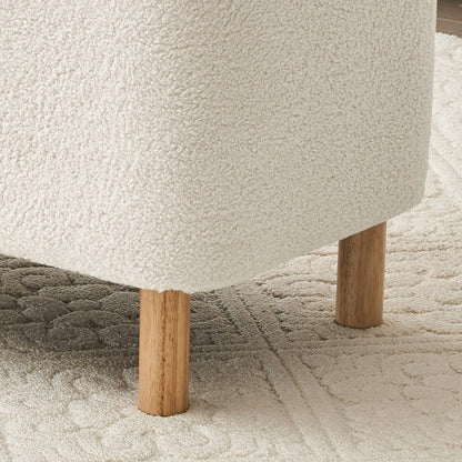 39.5 Off White Boucle Storage Ottoman Bench Sherpa Storage Bench Ottoman Foot Rest End of Bed for Living Room Bedroom,Wood Leg