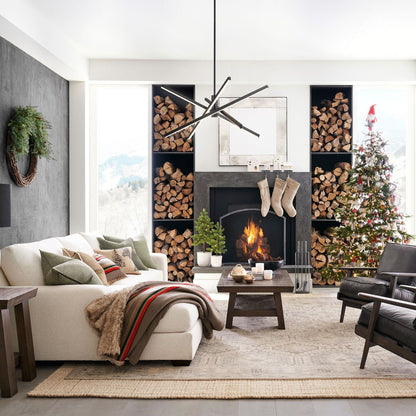 Black/ Gold Modern Aluminum LED Chandelier Linear Sputnik Ceiling Pendant Light for Living/ Dining Room/ Kitchen