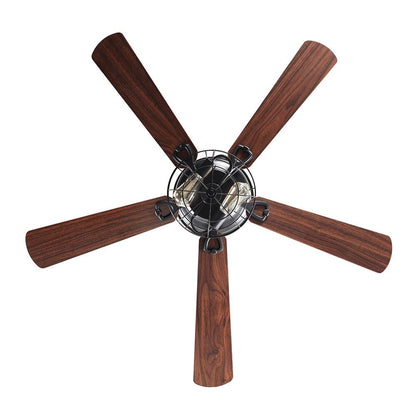 Farmhouse 48-in Wood 5-Blade Low Profile Flush Mount Black Ceiling Fan with Remote and Light Kit