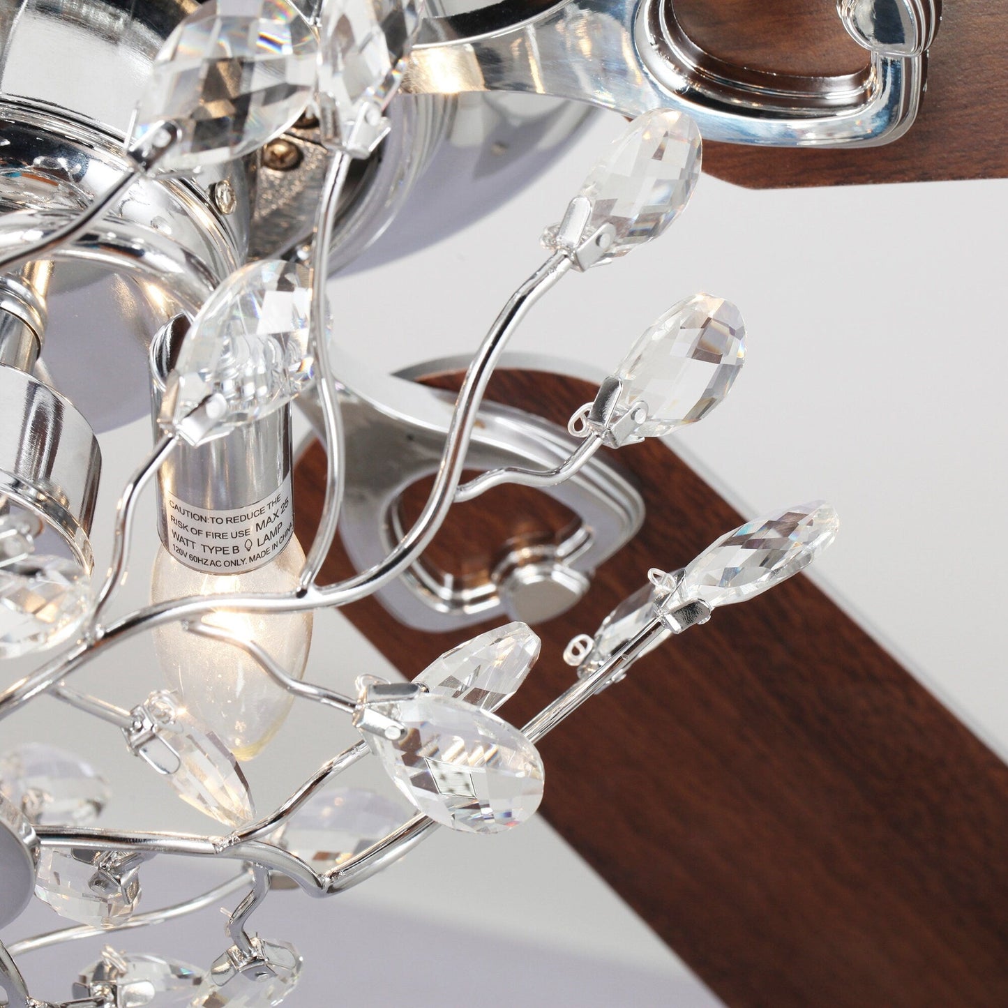 48 Modern Reversible 5-Blade Crystal Flush Mount Ceiling Fan with Remote