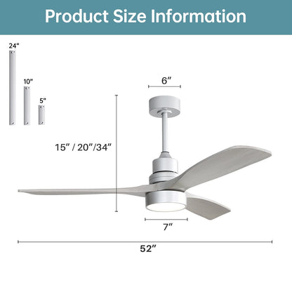 48 and 52 Integrated LED Ceiling Fan with Light and Remote, Reversible DC Motor