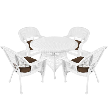 5-piece White Resin Wicker Dining Set