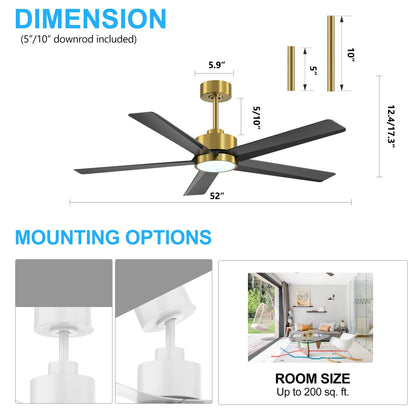 Breezary 65/52/42 5-Blade LED Ceiling Fan with Light Kit and Remote