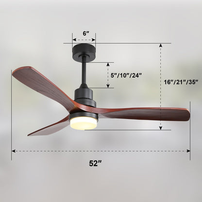 Sofucor 52 Indoor Wood Ceiling Fan Light with Remote, Integrated Light Optional