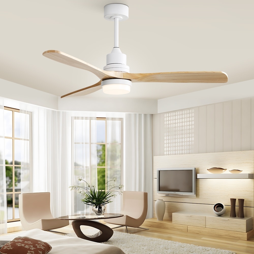 Sofucor 52 Indoor Wood Ceiling Fan Light with Remote, Integrated Light Optional