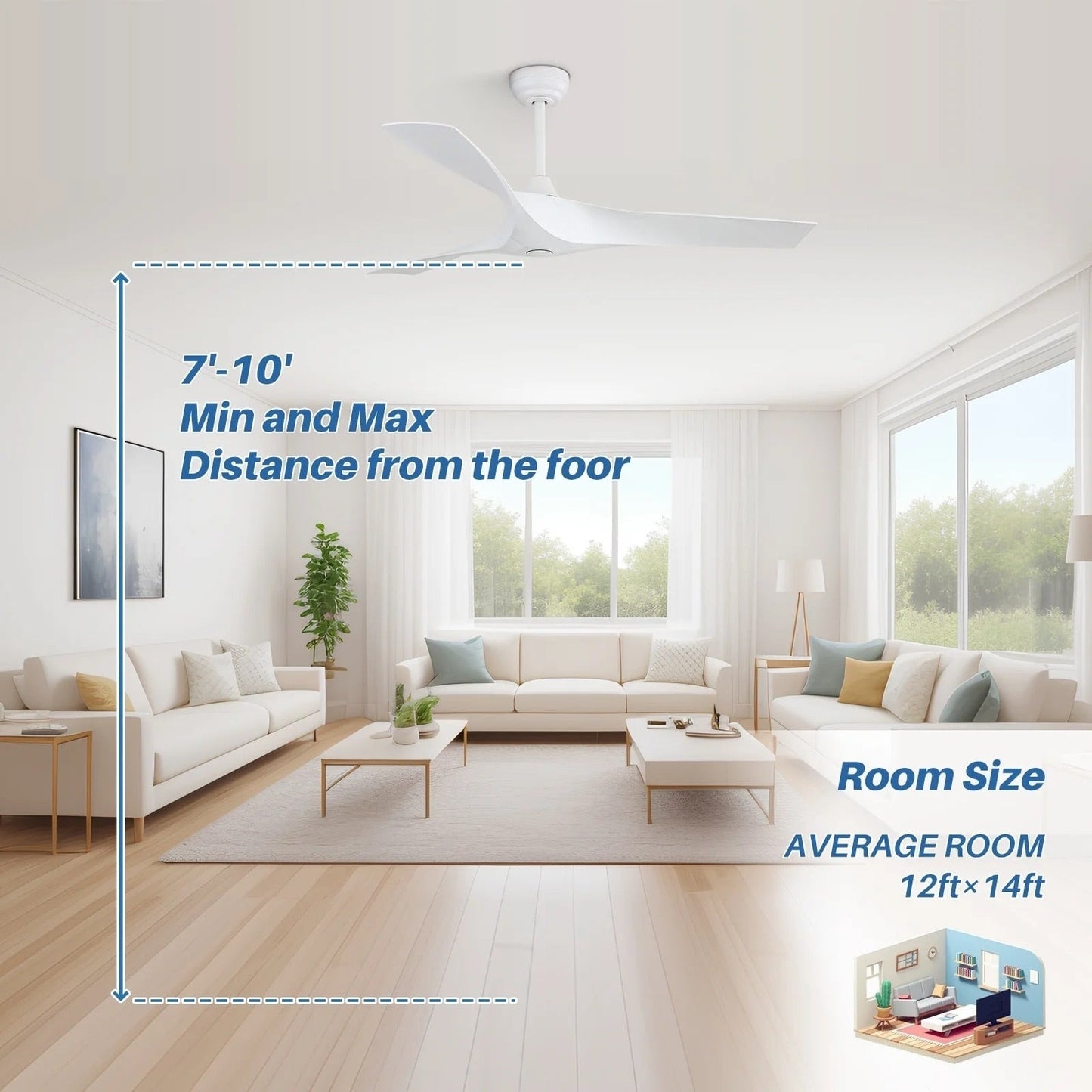 52 inch Modern Solid Wood / ABS Ceiling Fan With Remote Control(No Light),6 WInd Speed,Reversible Airflow