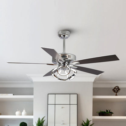 52 Modern Chrome/ Black Indoor Dimmable LED Ceiling Fan with Light and Remote