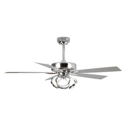 52 Modern Chrome/ Black Indoor Dimmable LED Ceiling Fan with Light and Remote