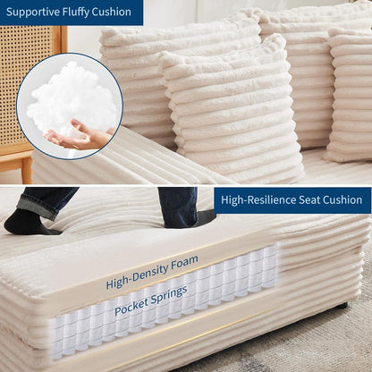 54'' Upholstered Sofa Bed with Pillows and Arms Indoor Oversized Coffee Chair Comfortable Corduroy Sleeper Sofa