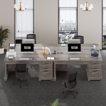 Farmhouse Executive Desk Home Office Desk File Drawer Monitor Stand Power Outlet