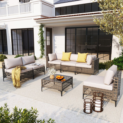 6 - Person Outdoor Sectional Seating Group with Cushions