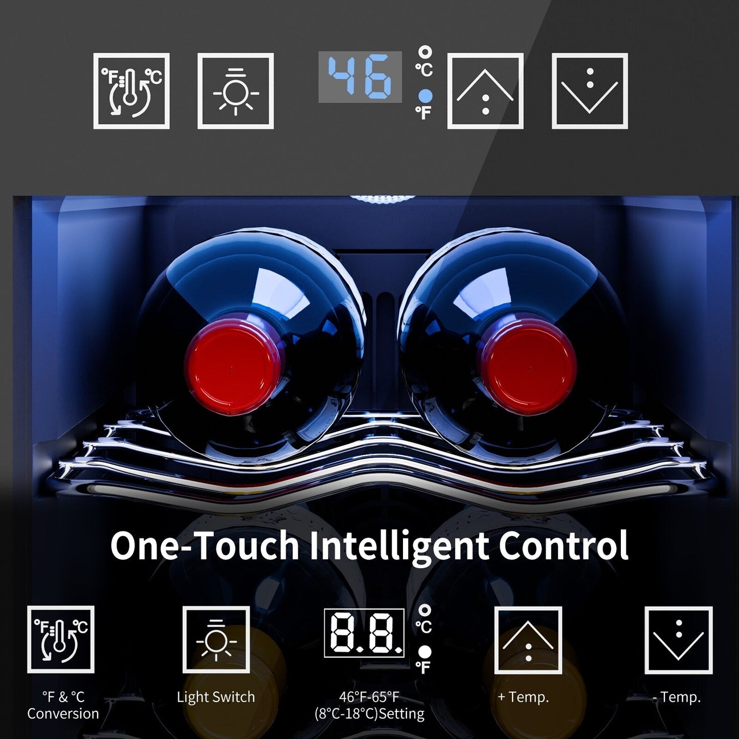 6-Bottle Wine Cooler Refrigerator(46-66°F),Mini Freestanding Beverage Cooler for Summer,Wine Cooler with Temperature Control