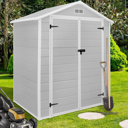 6 ft x 4 ft/6 ft x 8 ft/8 ft x 6 ft/8 ft x 10 ft All-Weather Resin Outdoor Plastic Storage Shed w/Floor, Spire Tool Shed